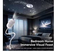 Projecteur Étoile 5D, Projecteur galaxie - Veilleuse 2-en-1, Holographique 24 Disques 360° Col De Cygne USB Portable