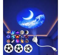 Projecteur étoile galaxie holographique HD 5D, projecteur galaxie veilleuse | Veilleuse holographique dynamique à 360° alimentée par USB pour chambre à coucher, plafond, voiture, toit