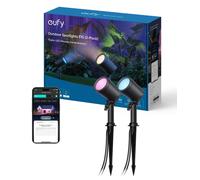 Projecteur Extérieur eufy E10 Lot de 2, projecteurs LED RGBWW filaires intelligents, étanches IP65 pour jardin et terrasse, contrôle par Alexa et application, modes d'éclairage IA polyvalents pour fêt