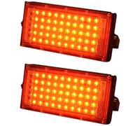Projecteur extérieur LED, 2 pièces Super lumineux 5000lm lumière de sécurité extérieure, Ip66 projecteur extérieur étanche, Cour, jardin, garage, pelouse, Cour (Rouge, 100W)