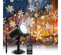 Projecteur flocon de neige - Projecteur de neige rotatif à 360 degrés - Éclairage d'intérieur pour décorations de vacances, éclairage de Noël, projecteur de vacances, véranda, intérieur festif