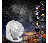 Projecteur galaxie, planétarium 13 en 1 pour chambre à coucher, projecteur de nébuleuse rotatif à 360°, veilleuse avec 12 disques, système solaire, constellation de lune pour enfants et adultes