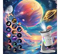 Projecteur Galaxie Télescope Design - Projecteur Ciel Étoilé avec 10 Disques de Film, Minuteur, Veilleuse 8 Couleurs et Rotation 360° pour Chambre Enfants et Adultes