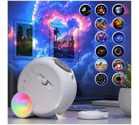 Projecteur Galaxy 4K HD - Projecteur d'étoiles avec 15 bruits blancs et 6 modes d'éclairage, minuterie, télécommande Bluetooth et 13 feuilles lumineuses pour chambre à coucher, idéal pour enfants et