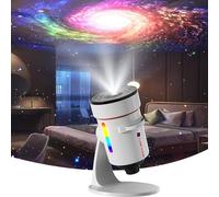 Projecteur Galaxy amélioré avec effets HD 4K, 10 modes nébuleuses réalistes, minuterie automatique et veilleuse 7 couleurs, large couverture de plafond pour chambre à coucher, cinéma maison, blanc