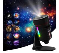 Projecteur Galaxy avec effets HD 4K, 10 modes nébuleuse, minuterie automatique, veilleuse 7 couleurs et large couverture de plafond pour chambre à coucher, cinéma maison, noir