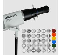 Projecteur GOBO Snoot à Monture Bowens, Compatible avec Aputure Amaran 60D/100D/150C/300C/600X Pro, Godox SL60 AD400 AD600, livré avec 5 filtres colorés et 30 gobos (100SLENS-MAX Extend)