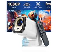 Projecteur HY310 Android 14 4K natif 1080P Autofocus natif 330ANSI Double Wi-FI BT5.4 Air Mouse Voix Maison Extérieur Film