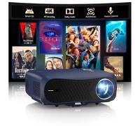 Projecteur intelligent 4K HDR avec Android TV, audio Dolby, mise au point automatique, Bluetooth WiFi haute luminosité 2200 ANSI, HDMI ARC, faible latence e frappe 6D, sans fil pour home cinéma