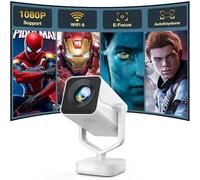 Projecteur intelligent extérieur 4K avec WiFi 6 et Bluetooth 5.2 avec applications intégrées, mini projecteur sans fil natif 1080p, rotation à 360°, mise au point électrique et clé de voûte