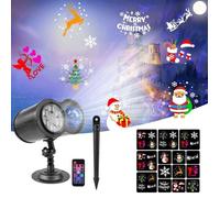 Projecteur laser Noël 2 en 1 avec motifs mobiles - Wave Light - paysage extérieur - 16 diapositives