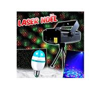 Projecteur Laser Noël intèrieur ROUGE et Vert multipoints au rythme de la musique + Ampoule E27 DIAMS RVB LED