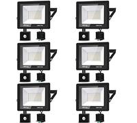 Projecteur LED Avec Détecteur de Mouvement 50W Blanc Chaud, 5000LM Spot LED Extérieur 3500K Projecteur LED Eclairage Exterieur IP66 Imperméable pour Jardin Garage Patio Usines Stades, 6 pezzi
