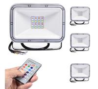 Projecteur LED avec télécommande for l'extérieur, lampe de travail 20 W, lumières de sécurité extérieures étanches IP65, projecteurs 16 couleurs for aire de jeux et cour(4 packs)