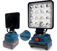 Projecteur LED Chantier pour BOSCH 18V Batterie, 48W 3800LM Projecteur LED Rechargeable, Lampes de Travail Portables avec Type C/USB, pour Garage, Camping, Chantier (Sans Batterie)