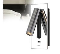Projecteur LED Encastré à Double Articulation - 360° Rotatif + 92° Inclinable - Interrupteur à Poussoir pour Chambre,Parfait pour l'éclairage ciblé des livres ou la mise,White-ToggleSwitch