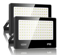 Projecteur LED Extérieur 100W 2 PACK - 10000LM 6500K Blanc Froid Spot LED Extérieur avec 105 LEDs Lampe, IP66 Étanche Eclairage Exterieur pour Stade, Terrasse, Rue, Garage
