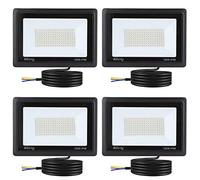 Projecteur LED Extérieur 100W 4 Pièces, Spot LED Blanc Froid 6000K | IP66 Étanche, 10000LM Super Lumineux, 120° Éclairage, pour Terrasse, Patio, Chemins, Stades, Garage, Jardi