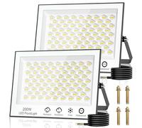Projecteur LED Extérieur 200W 2 Pièces - 20000LM Super Lumineux Spot LED Extérieur 6500K Blanc Froid Projecteur LED, IP66 Imperméable Projecteur Exterieur LED pour Jardin, Patio, Garage, Entrée, Cour