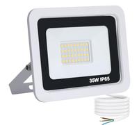 Projecteur LED Extérieur 35W, 3500LM, 40 LEDs, IP65 Étanche, 4500K Blanc Neutre - Pour Jardin, Garage, Entrée【Blanc】
