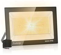 Projecteur LED Extérieur 500W, 50000LM 3000K IP66 pour Jardin Garage | 720 Perles LED Super Lumineux, Blanche Chaude, Faisceau 120°, Support 180°, Corps Aluminium Dissipatif, Durée vie 50000h