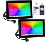 Projecteur LED Extérieur Couleur, T-SUNUS 60W Projecteur LED RGB avec avec APP Bluetooth et Télécommande, IP66 Etanche, 16 Millions de Couleurs, Minuteur Pour Jardin Party Noël Halloween