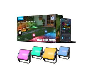 Projecteur LED extérieur Govee H8057C11 RGBICWW 4x Panneau LED 24V, 16 millions de couleurs, 3000K-6500K, IP66, contrôle app Wi?Fi/Bluetooth, noir