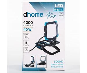 Projecteur LED - Klip - Dhome - 40 W - 4000 lm - 5000 K - IP65 - À brancher