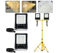 Projecteur LED NAIZY 2x100W Blanc chaud avec trépied télescopique Etanche IP66 Projecteur LED Projecteur d'extérieur