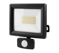 Projecteur LED Noir 30W, 3300 lumens, IP65, 4000K Blanc-neutre, détecteur de mouvement 3 réglages, connecteur rapide, fixation orientable 3D - Tibelec