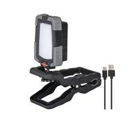 Brennenstuhl Projecteur de Chantier LED à Pince CL 1050 MA Rechargeable Orientable (10W, 950lm, IP65, Lampe de Chantier LED Rechargeable à Pince et Rotule Articulée, USB, Fonction Batterie Externe)