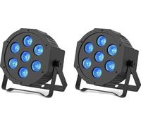 Projecteur LED PAR, RGBW 7 LED, 8 canaux DMX, 2 pièces, prise Eu