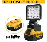 Projecteur LED portable sans fil pour Dewalt, batterie 18V, travail en plein air, pêche, déterminer d'urgence, DonLight, pas de batterie, pas USB