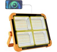 Projecteur LED rechargeable 100 W, lampe de travail 10 000 lm, lanterne portable avec panneau solaire, lampe d'extérieur à 5 modes