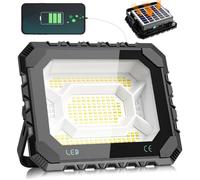 Projecteur Led Rechargeable 100W Projecteur Led Chantier Solaire & Batterie Rechargeable 12000Mah Lampe Chantier 5 Modes Ip6[CA11]