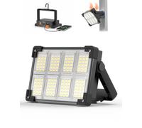 Projecteur LED Rechargeable, Lampe de Chantier Portable, Baladeuse Solaire | 4 Modes, Lampe Travail Portable Extérieur, Power Bank, Solaire & USB, Étanche, Pour Camping, pêche, Garage, Urgence, Atelier