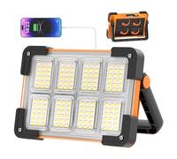 Projecteur Led Rechargeable, Projecteur LED Chantier 6000mAh, 4 Modes Lampe LED Rechargeable Solaire, Portable L ED Lampe de Travail Étanche USB, Baladeuse pour Garage, Camping, entretien, urgence