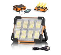 Projecteur LED Rechargeable,Projecteur LED Chantier Portable Solaire & Batterie Rechargeable,4 Modes 6000mAh Lampe de Travail Pour Camping, Chantier, Garage, Atelier