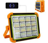 Projecteur LED Rechargeable Solaire 100W, 10000 Lumens Lampe de Chantier avec 4 Modes Lanterne, Portable Lampe de Travail Étanche