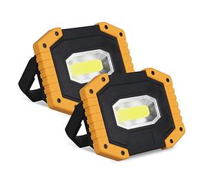 Projecteur LED Rechargeable T-SUN 30W 2000LM Projecteur LED Chantier Portable 5200mAh Lampe Chantier Batterie Lumière de Travail avec 3 Modes & USB pour Camping, Chantier, Garage, Atelier(2 pack)