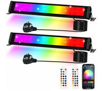 Projecteur LED RGB Exterieur 50W, 2PCS Projecteur LED Couleur avec Télécommande 2.4G et Bluetooth APP Projecteur Rgbw Ip66 Étanche Spot Led Couleur LeD RGB Barre Dimmable pour Jardin Arbre Festival
