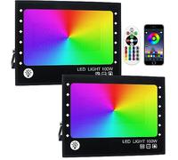 Projecteur LED RGB Exterieur,OUSIDE 2 Unités 100W Projecteur LED Couleur,Étanchéité IP66 Contrôle de l'application Bluetooth 16 Millions de Couleurs Pour le Jardin, la terrasse, Halloween
