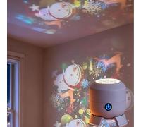 Projecteur LED rotatif à effet dynamique, Dynamic Rotating LED Projector Light, Rechargeable Rotation à 360° Lampe à projection Océan et flocon de neige, Veilleuse pour Enfants et Adultes (Snowman)