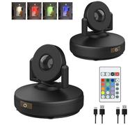Projecteur LED sans Fil, Lumière d'image d'affichage d'accentuation Rechargeable à Distance avec Tête Rotative, Lustre Intérieur de 12 Couleurs Changeantes pour Art dart Board Galerie, 2pcs
