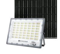 Projecteur LED solaire IP65 300 W CCT, efficace et résistant, idéal pour l'éclairage extérieur et les zones sans accès à l'électricité.