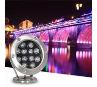 Projecteur LED Sous-marin For Bassin, Projecteur D'extérieur Rotatif, Projecteur De Jardin 24 V, Éclairage De Fontaine À LED À Angle Réglable En Acier Inoxydable, Étanche IP68(Warm White Light,12w)