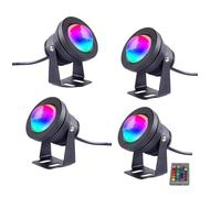 Projecteur LED Submersible pour Fontaine - 10 W - Éclairage De Bassin sous-Marin, Miroir Convexe Étanche IP68, Éclairage De Piscine RVB, Lampe De Jardin Extérieur 12 V