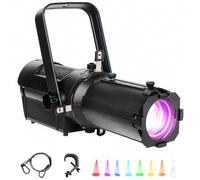 Projecteur Leko Profil LED 100W RGBW 4-en-1 Zoom 15°-28° DMX512, Mise au Point Manuelle pour Vitrines Photographie