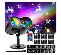 Projecteur Lumineux, projecteur holographique d'halloween, 12 Motifs de Cartes, éclairage de Projection LED pour Noël, Halloween, DJ, Club, fête, scène, Flocon de Neige, lumière décorative e