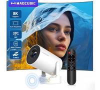 Projecteur Magcubic 8K Android 14 HY300 Pro+ avec commande vocale, faisceau de 8000 lumens, Wifi6, BT5.4, cinéma, extérieur, portable, avec Airmouse ProNewWhite-Voice RC